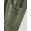 Mens Solid Drawstring Waist Casual Cargo Pants