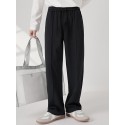 Mens Solid Pintuck Casual Straight Pants
