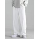 Mens Solid Loose Casual Straight Pants