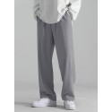 Mens Solid Loose Casual Straight Pants