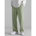 Mens Solid Loose Casual Straight Pants