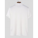 Mens High Neck Slim Fit Muscle Workout Summer Casual T-shirt