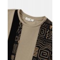 Mens Asymmetric Tribal Printed Short Sleeve O Neck T-Shirts