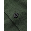 Mens Linen Pure Color Short Sleeved Loose Shirts