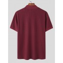Mens Japan Half-collar Solid Short Sleeve T-shirt