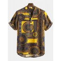 Men's Vintage Floral Ethnic T Shirts Summer Beach Dashiki Floral Casual Tops Tee