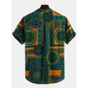 Men's Vintage Floral Ethnic T Shirts Summer Beach Dashiki Floral Casual Tops Tee