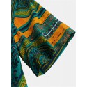 Men's Vintage Floral Ethnic T Shirts Summer Beach Dashiki Floral Casual Tops Tee