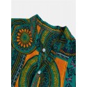 Men's Vintage Floral Ethnic T Shirts Summer Beach Dashiki Floral Casual Tops Tee