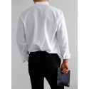 Men Solid Color Stand Collar Long Sleeve Shirt