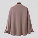 Men Solid Color Stand Collar Long Sleeve Shirt