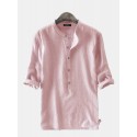 Mens 100%Cotton Striped Shirts Casual Fit T Shirts Holiday Beach Tee Tops Blouse