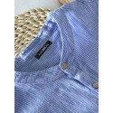 Mens 100%Cotton Striped Shirts Casual Fit T Shirts Holiday Beach Tee Tops Blouse