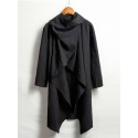 Mens Irregular Solid Color Breathable Trending Long Sleeve Cardigans Shirts