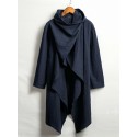 Mens Irregular Solid Color Breathable Trending Long Sleeve Cardigans Shirts