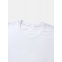 Mens Smile Chest Print O-Neck Casual Loose Short Sleeve T-Shirt