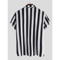 Mens New Fashion Trendy Black Striped Short Sleeved Shirts