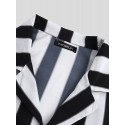 Mens New Fashion Trendy Black Striped Short Sleeved Shirts