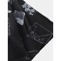 Mens Funny Abstract Cartoon Slogan Chest Pocket Short Sleeve Shirts