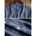 Men Summer Short Sleeve Henley Shirts Cotton Linen Button Neck Shirt Tops Blouse