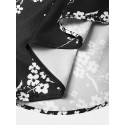 Mens Monochrome Floral Print Texture Short Sleeve Henley Shirts