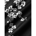 Mens Monochrome Floral Print Texture Short Sleeve Henley Shirts