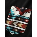 Mens Geometric Print Patchwork Chest Pocket Short Sleeve Hooded T-Shirts