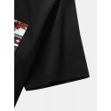 Mens Geometric Print Patchwork Chest Pocket Short Sleeve Hooded T-Shirts
