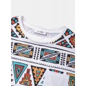 Mens Colorful Geometric Print Chest Pocket Ethnic Short Sleeve T-Shirts