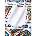 Mens Colorful Geometric Print Chest Pocket Ethnic Short Sleeve T-Shirts