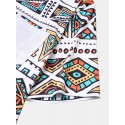 Mens Colorful Geometric Print Chest Pocket Ethnic Short Sleeve T-Shirts
