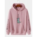 Mens Cartoon Dinosaur Japanese Sleeve Print Daily Drawstring Hoodies