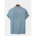 Mens Geometric Chest Pocket Mock Neck Short Sleeve T-Shirts