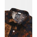 Mens Flower Plant Print Button Up Holiday Short Sleeve Shirts