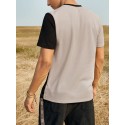 Mens Letter Ethnic Asymmetric Print Short Sleeve O Neck T-Shirts