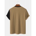 Mens Letter Ethnic Asymmetric Print Short Sleeve O Neck T-Shirts