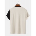 Mens Letter Ethnic Asymmetric Print Short Sleeve O Neck T-Shirts