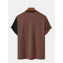 Mens Letter Ethnic Asymmetric Print Short Sleeve O Neck T-Shirts