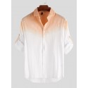 Mens Gradient Print Front Buttons Long-Sleeve Casual Shirts