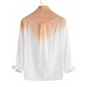 Mens Gradient Print Front Buttons Long-Sleeve Casual Shirts