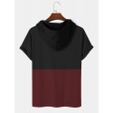 Mens Ethnic Pattern Hem Cuff Hooded T-Shirts