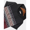 Mens Ethnic Pattern Hem Cuff Hooded T-Shirts