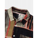 Mens Ethnic Gauze Brush Print Buttons Up Short Sleeve Shirts