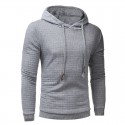 Men's Autumn Winter Polyester Fitness Long Sleeve Hooded Pure Color Casual Sweatshirt