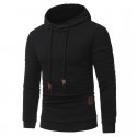 Men's Autumn Winter Polyester Fitness Long Sleeve Hooded Pure Color Casual Sweatshirt