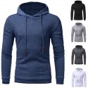 Men's Autumn Winter Polyester Fitness Long Sleeve Hooded Pure Color Casual Sweatshirt