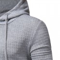 Men's Autumn Winter Polyester Fitness Long Sleeve Hooded Pure Color Casual Sweatshirt