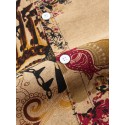 Mens National Style Floral Print Vintage Lapel Short Sleeve Shirt