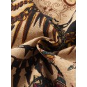 Mens National Style Floral Print Vintage Lapel Short Sleeve Shirt