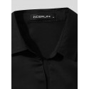 Men Loose Solid Color Long Sleeve Lapel Collar Shirt